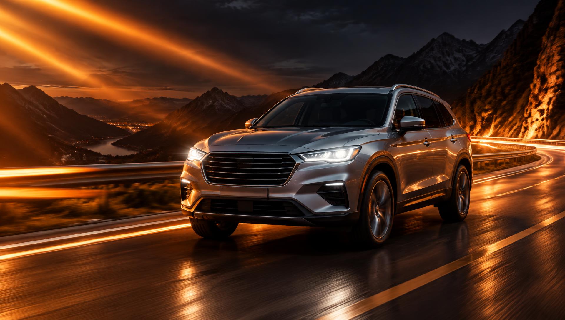 SUV moderna en movimiento
