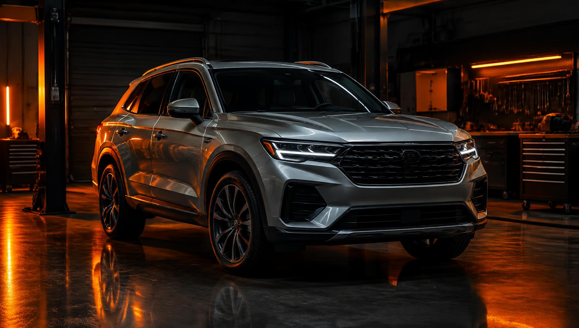 SUV moderna en movimiento